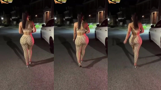 Brunette big ass big tits walking in street