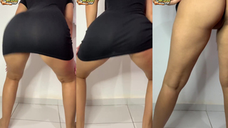 Amadora gostosa rebolando de vestido sem calcinha